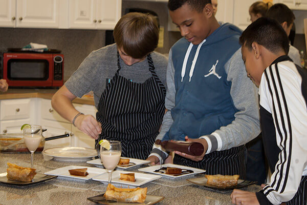 Dixon cooking students