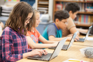 Students working on their Chromebooks