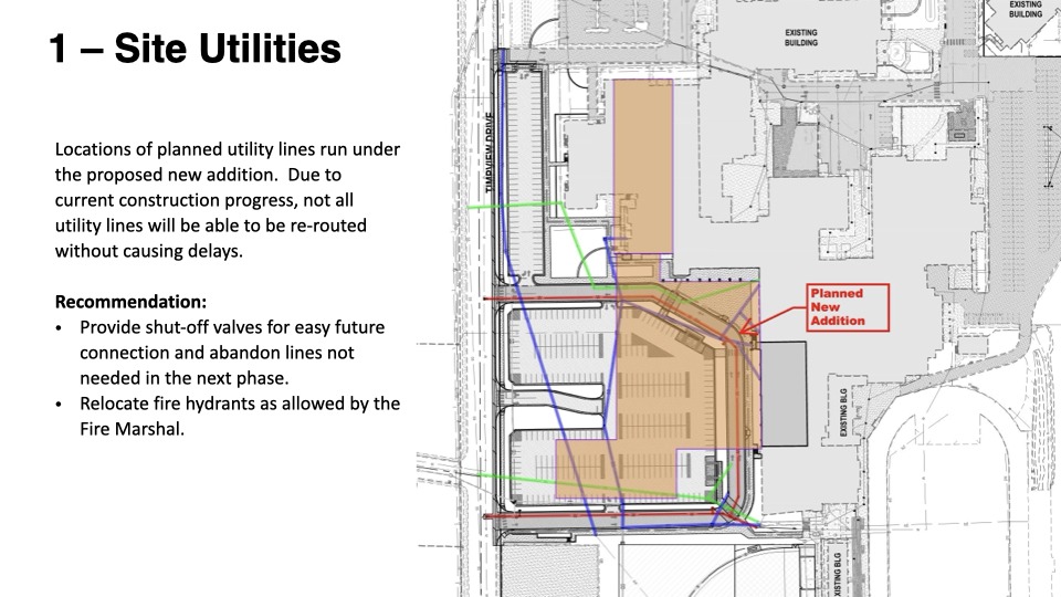 Utilities overhead blueprint of Timpview High.