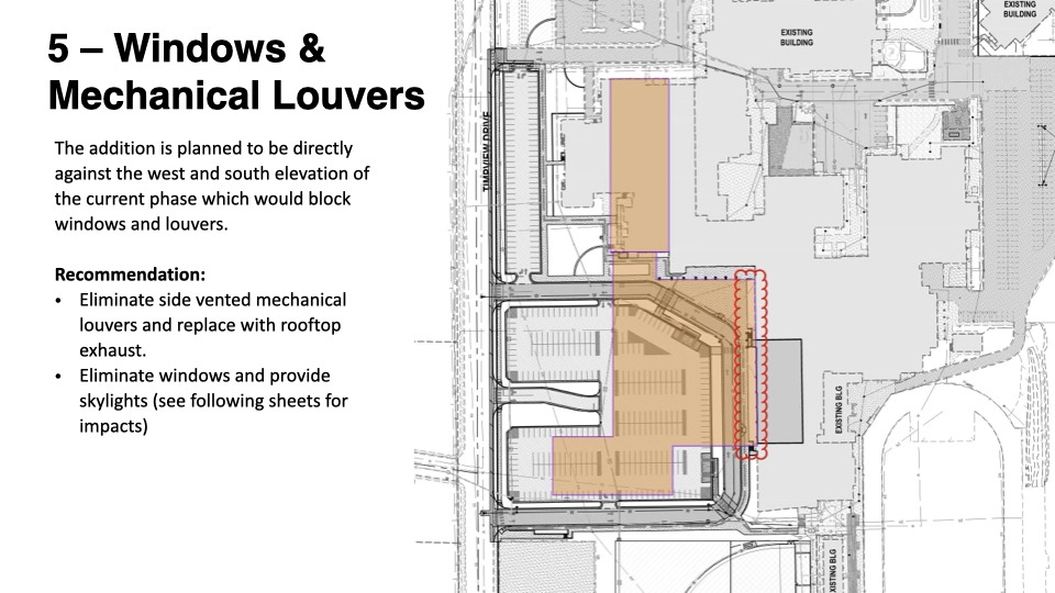 Windows and Louvers overhead blueprint of Timpview High.