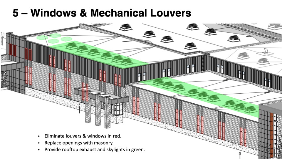 Louvers and Window overhead blueprint of Timpview High.