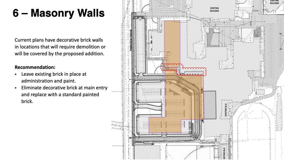 Masonry Walls overhead blueprint of Timpview High.