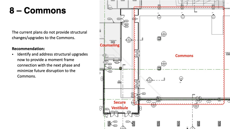 Commons overhead blueprint of Timpview High.