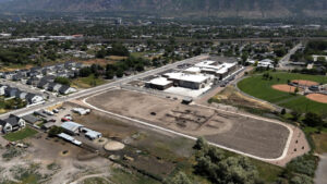 Yet another alternate shot of Shoreline Middle construction site, the parking lot, and surrounding road.