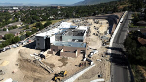 Another drone shot capturing all of the Wasatch Elementary building.